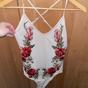 Floral appliqué bodysuit